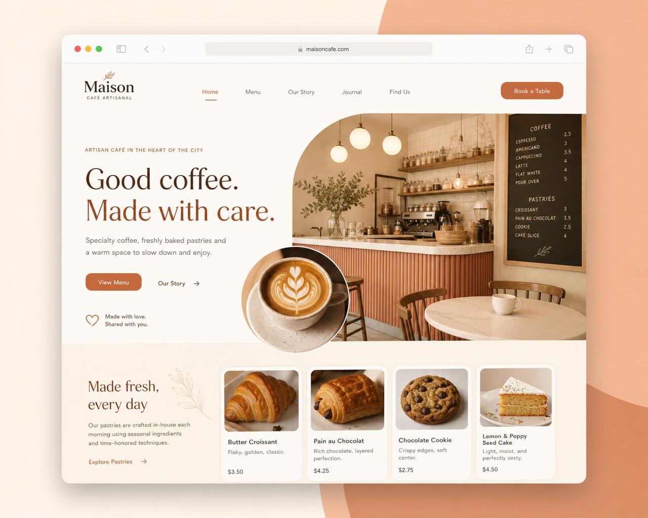 Café website concept